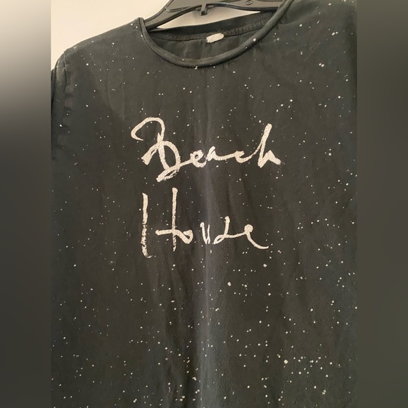 Beach House Black Graphic T-Shirt with White Speckles - Picture 3 of 3